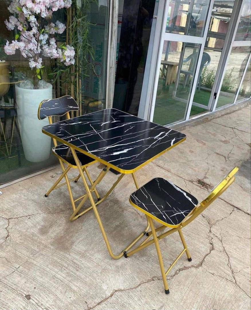 2 Chairs and 1 Table (Mini Dinning Marble Table and Chairs)