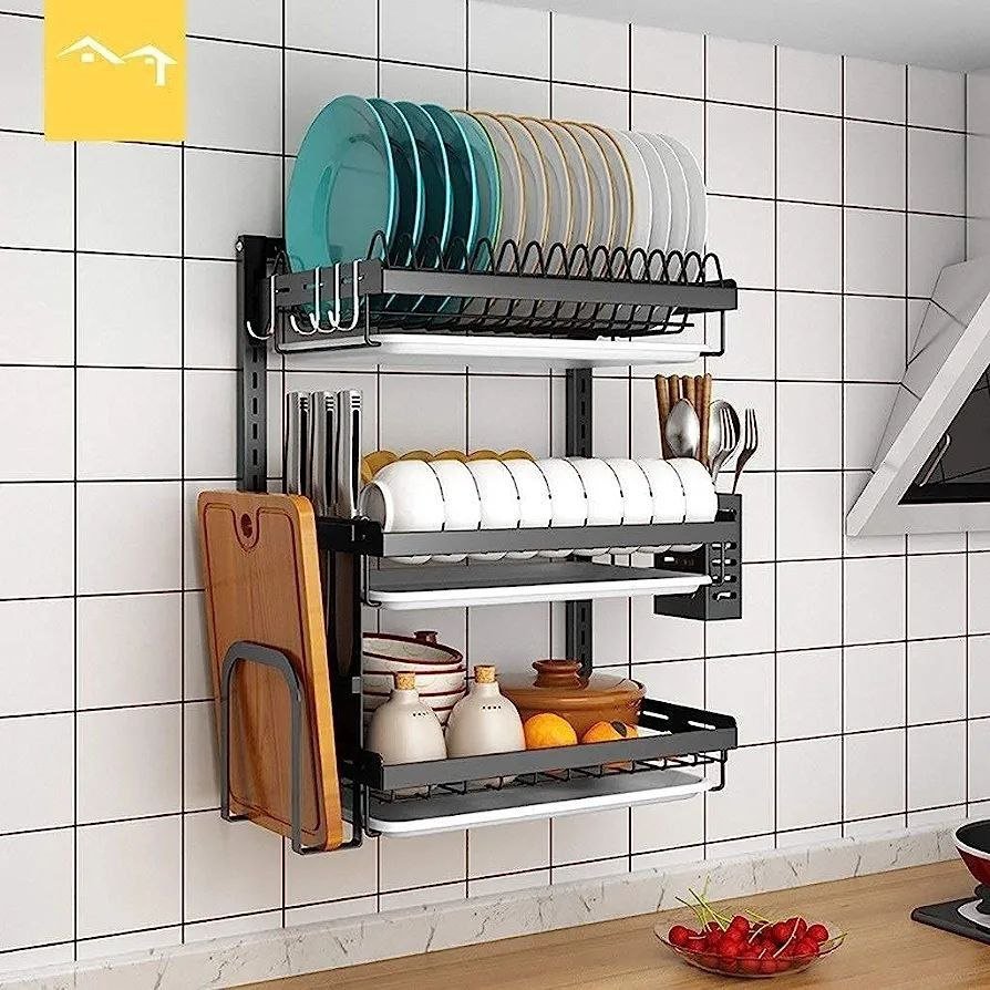 3-Tier Wall Mounted Plate Rack