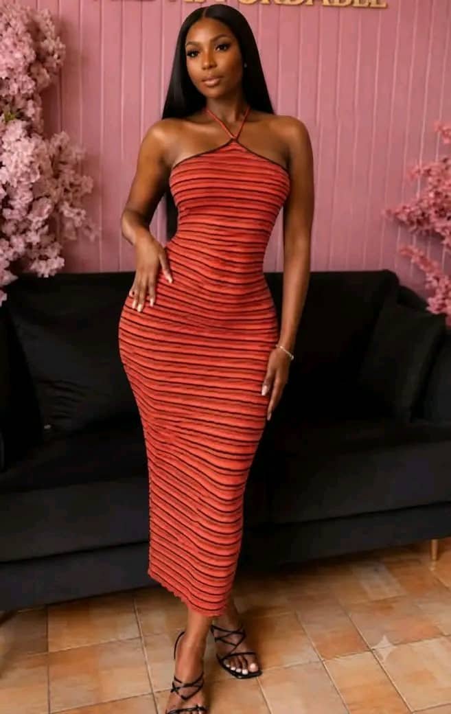 Red striped sexy and body hug gown