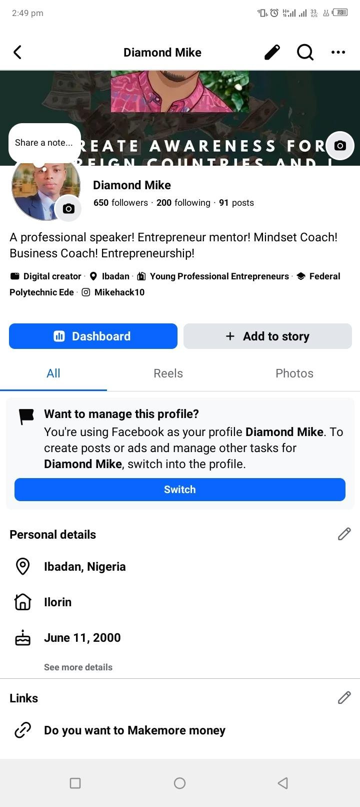 2yrs plus Nigeria Facebook account for sale