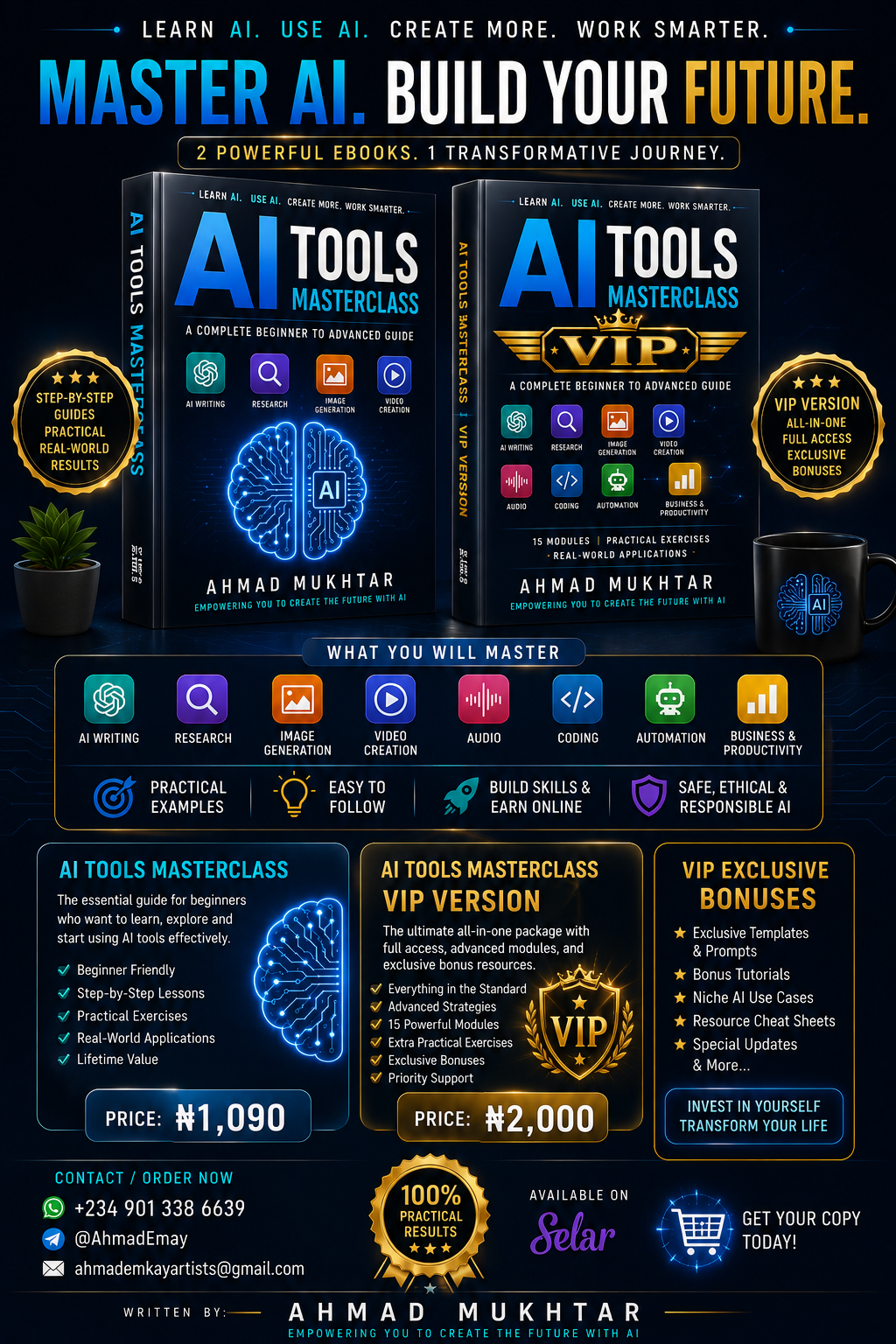 AI TOOLS MASTERY(EBOOK) — STANDARD VERSION AND VIP FULL VERSION﻿﻿  THE COMPLETE AI LEARNING EXPERIENCE﻿.