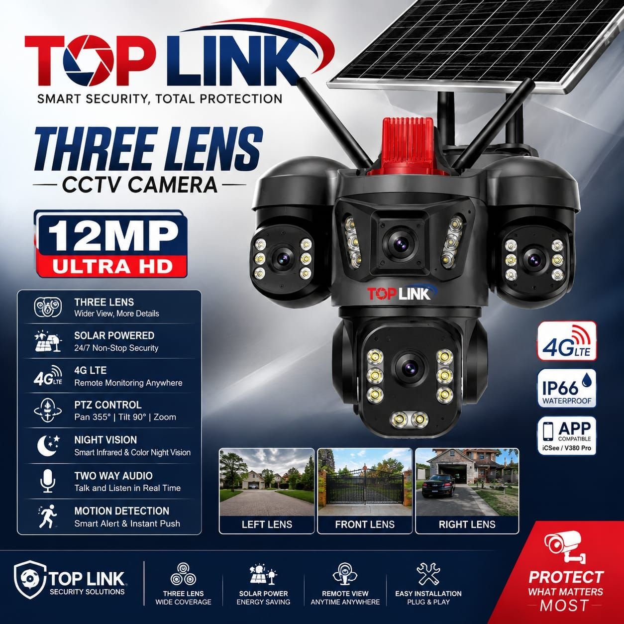 Three lens CCTV security camera for sale in lagos